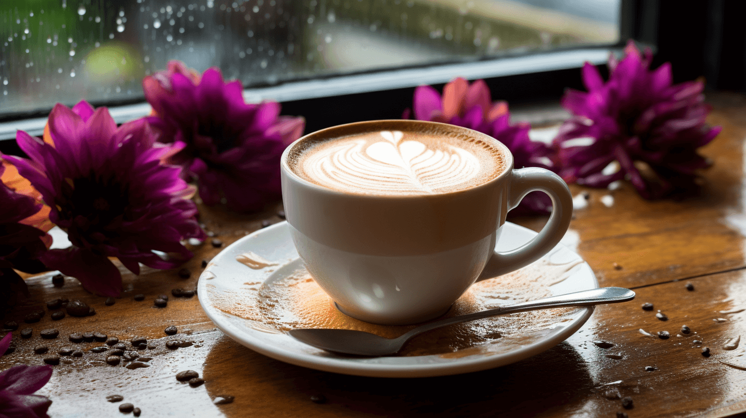 Cup of coffee on rustic wooden table