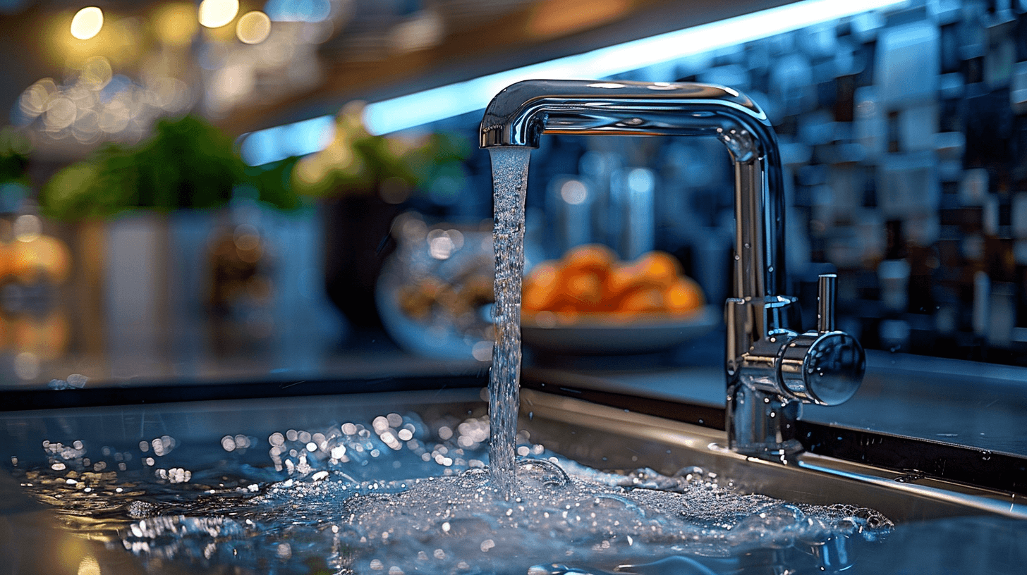 Water running through faucet