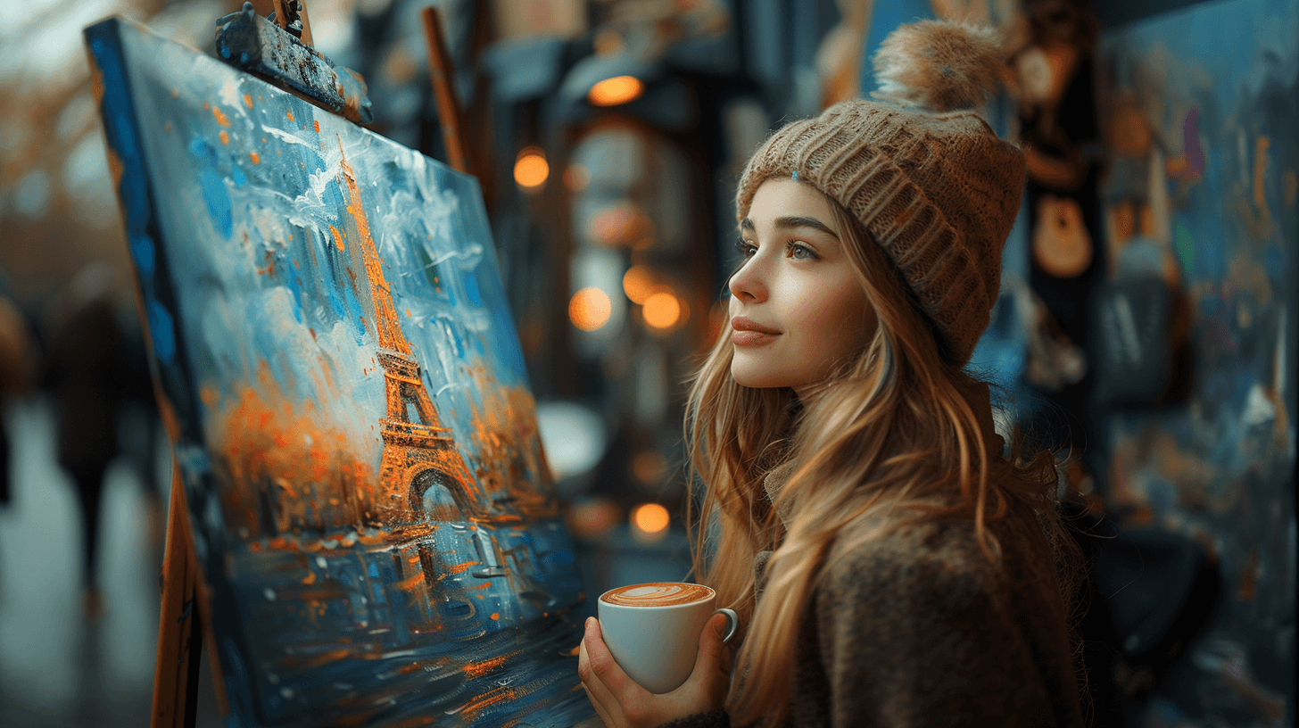 French artist with coffee cup in hand