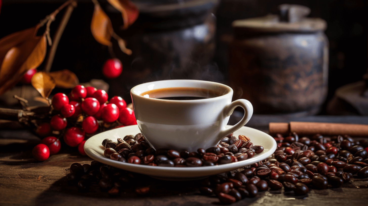 Geisha coffee on a wooden table