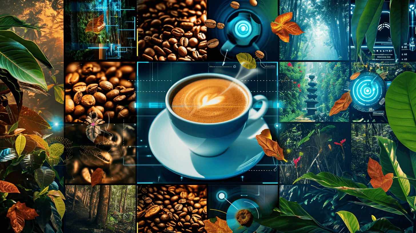 Montage Picture of Coffee Cup  - Plantation - AI