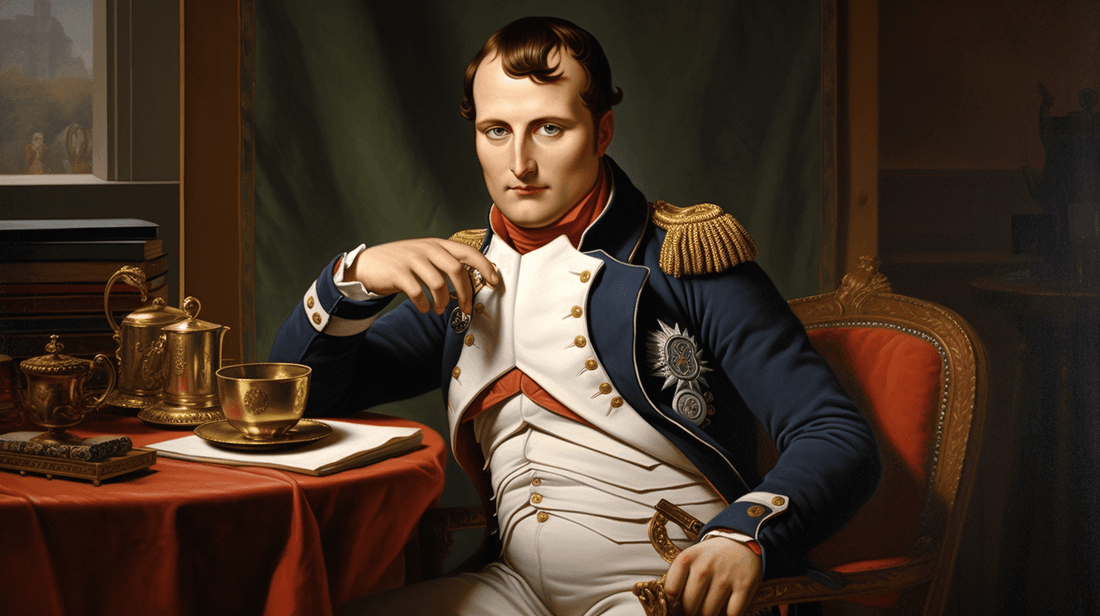 Napoleon Bonaparte drinking a cup of coffee
