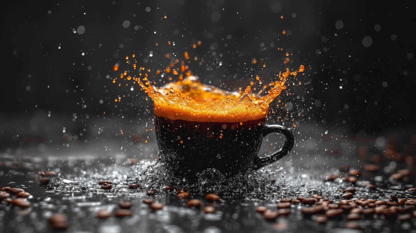 Coffee cup exploding in the rain
