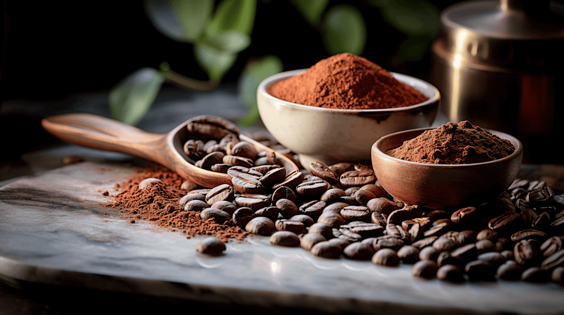 Whole beans ground coffee and different grind sizes